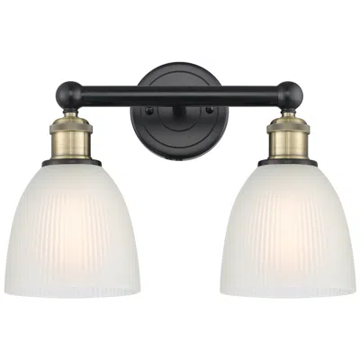 Innovations Lighting Castile 15"w 2 Light Black Antique Brass Bath Vanity Light With White