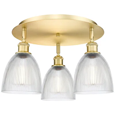 Innovations Lighting Castile 17.75" Wide 3 Light Satin Gold Flush Mount With Clear Glass Sh