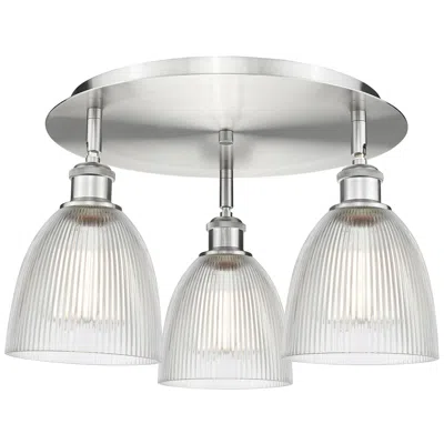 Innovations Lighting Castile 17.75" Wide 3 Light Satin Nickel Flush Mount With Clear Glass