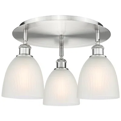 Innovations Lighting Castile 17.75" Wide 3 Light Satin Nickel Flush Mount With White Glass