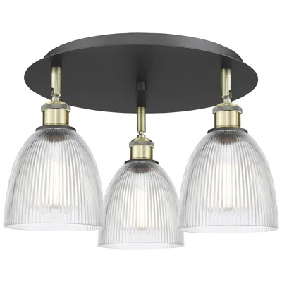 Innovations Lighting Castile 17.75"w 3 Light Black Antique Brass Flush Mount W/ Clear Shade