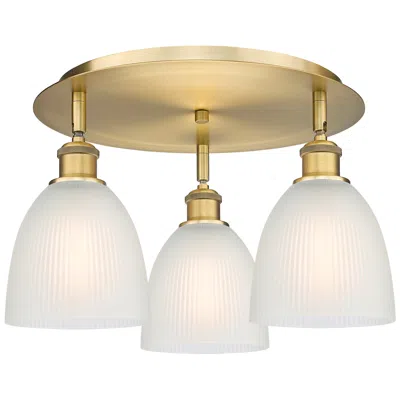 Innovations Lighting Castile 17.75"w 3 Light Brushed Brass Flush Mount With White Glass Sha