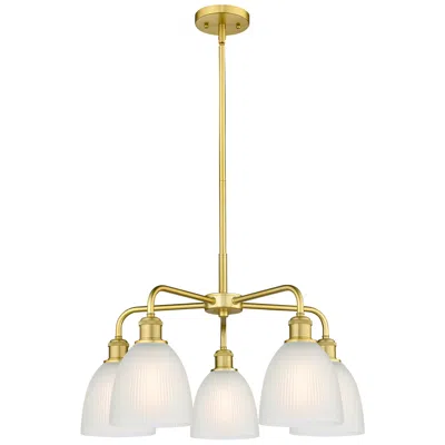 Innovations Lighting Castile 24" Wide 5 Light Satin Gold Stem Hung Chandelier With White Sh