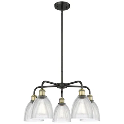 Innovations Lighting Castile 24"w 5 Light Black Brass Stem Hung Chandelier With Clear Shade