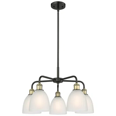 Innovations Lighting Castile 24"w 5 Light Black Brass Stem Hung Chandelier With White Shade