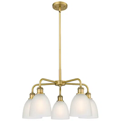 Innovations Lighting Castile 24"w 5 Light Brushed Brass Stem Hung Chandelier With White Sha