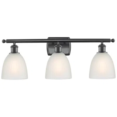 Innovations Lighting Castile 26" Wide 3 Light Matte Black Bath Vanity Light W/ White Shade
