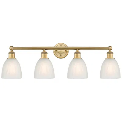 Innovations Lighting Castile 33" Wide 4 Light Brushed Brass Bath Vanity Light With White Sh