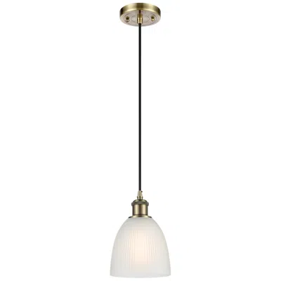 Innovations Lighting Castile 6" Antique Brass Cord Hung Mini Pendant W/ White Shade