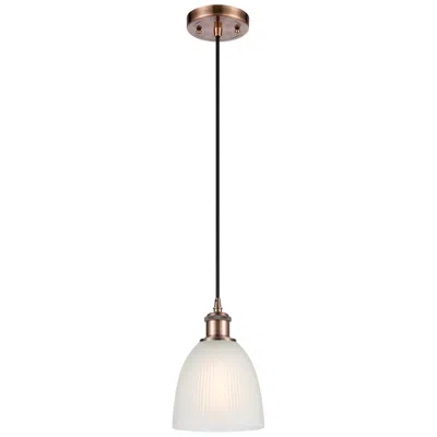Innovations Lighting Castile 6" Antique Copper Cord Hung Mini Pendant W/ White Shade