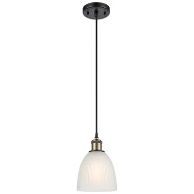Innovations Lighting Castile 6" Black Antique Brass Cord Hung Mini Pendant W/ White Shade