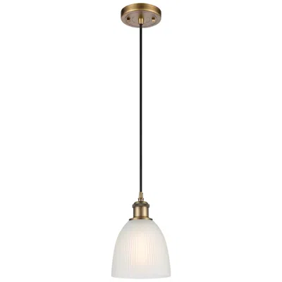 Innovations Lighting Castile 6" Brushed Brass Cord Hung Mini Pendant W/ White Shade