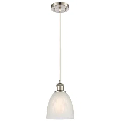 Innovations Lighting Castile 6" Brushed Satin Nickel Cord Hung Mini Pendant W/ White Shade