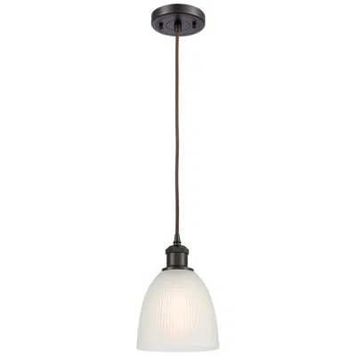 Innovations Lighting Castile 6" Oil Rubbed Bronze Cord Hung Mini Pendant W/ White Shade