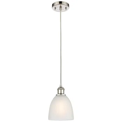 Innovations Lighting Castile 6" Polished Nickel Cord Hung Mini Pendant W/ White Shade