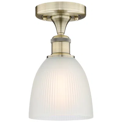 Innovations Lighting Castile 6" Wide Antique Brass Flush Mount With White Glass Shade