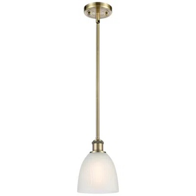 Innovations Lighting Castile 6" Wide Antique Brass Stem Hung Mini Pendant W/ White Shade