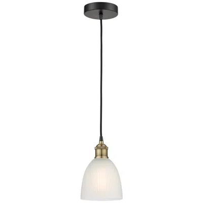 Innovations Lighting Castile 6" Wide Black Brass Corded Mini Pendant With White Shade
