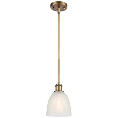 Innovations Lighting Castile 6" Wide Brushed Brass Stem Hung Mini Pendant W/ White Shade