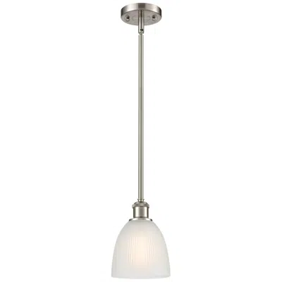 Innovations Lighting Castile 6" Wide Brushed Satin Nickel Stem Hung Mini Pendant W/ White S