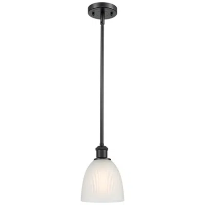 Innovations Lighting Castile 6" Wide Matte Black Stem Hung Mini Pendant W/ White Shade