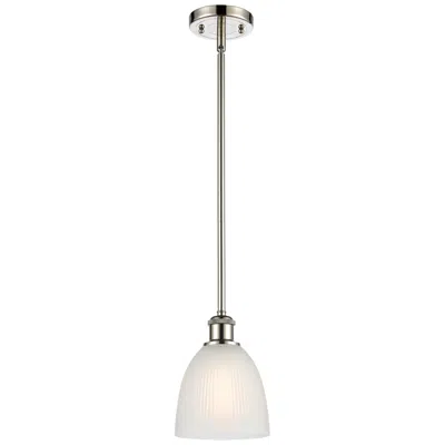 Innovations Lighting Castile 6" Wide Polished Nickel Stem Hung Mini Pendant W/ White Shade