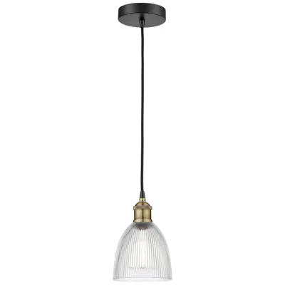 Innovations Lighting Castile 6"w Black Antique Brass Mini Pendant W/ Clear Glass