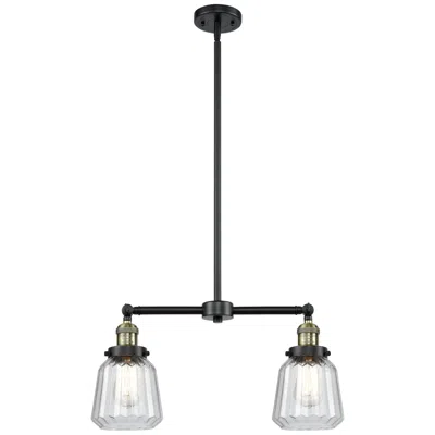 Innovations Lighting Chatham 21" Wide 2 Light Black Brass Island Light W/ Clear Shade