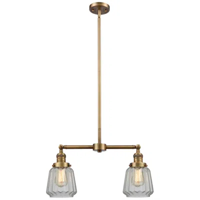 Innovations Lighting Chatham 21" Wide 2 Light Brushed Brass Island Light W/ Clear Shade