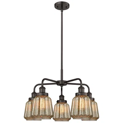 Innovations Lighting Chatham 24.5"w 5 Light Rubbed Bronze Stemmed Chandelier W/ Mercury Sha