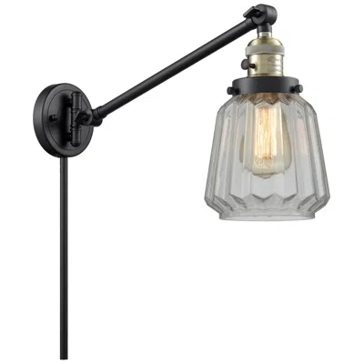 Innovations Lighting Chatham 25" High Black Brass Swing Arm W/ Clear Shade
