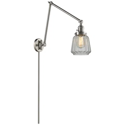 Innovations Lighting Chatham 30" High Brushed Nickel Double Extension Swing Arm W/ Clear Sh In Silver