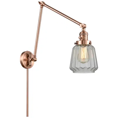 Innovations Lighting Chatham 30" High Copper Double Extension Swing Arm W/ Clear Shade