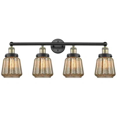 Innovations Lighting Chatham 33.5" Wide 4 Light Black Brass Bath Vanity Light With Clear Sh