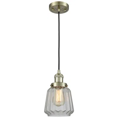 Innovations Lighting Chatham 7" Wide Antique Brass Corded Mini Pendant W/ Clear Shade