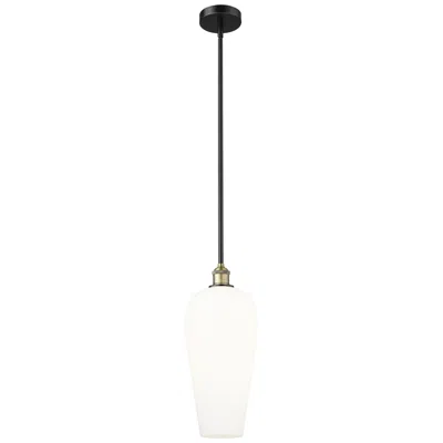 Innovations Lighting Chelsea 8" Wide Black Antique Brass Mini Pendant With White Shade