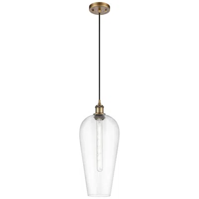 Innovations Lighting Chelsea 8" Wide Brushed Brass Cord Hung Mini Pendant With Clear Shade