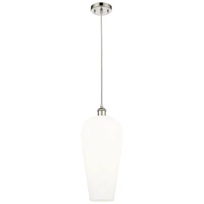 Innovations Lighting Chelsea 8" Wide Polished Nickel Cord Hung Mini Pendant With White Shade
