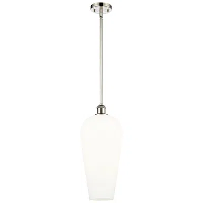 Innovations Lighting Chelsea 8" Wide Polished Nickel Stem Hung Mini Pendant With White Shade