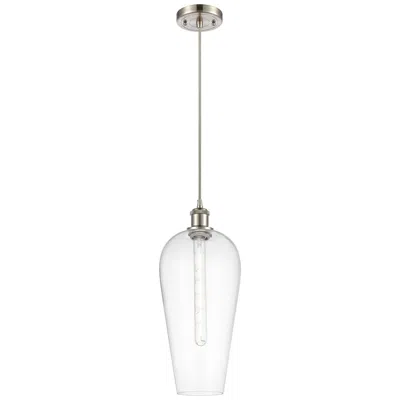 Innovations Lighting Chelsea 8" Wide Satin Nickel Cord Hung Mini Pendant With Clear Shade