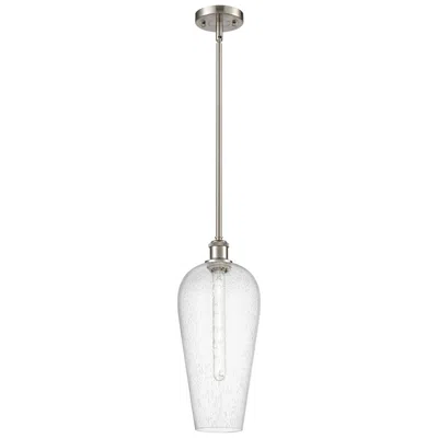 Innovations Lighting Chelsea 8" Wide Satin Nickel Stem Hung Mini Pendant With Seedy Shade