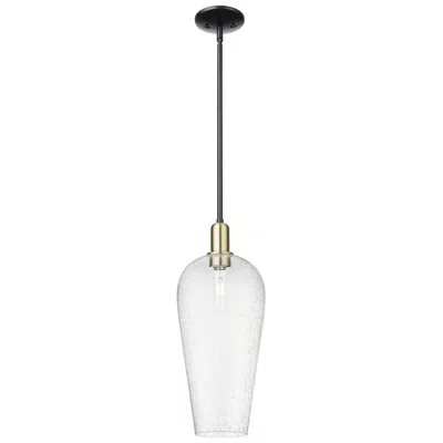 Innovations Lighting Chelsea 8"w Black Antique Brass Stem Hung Mini Pendant With Seedy Shade