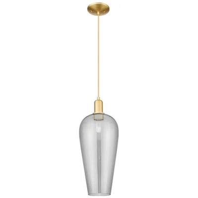 Innovations Lighting Chelsea 8"w Satin Gold Cord Hung Mini Pendant With Light Smoke Shade