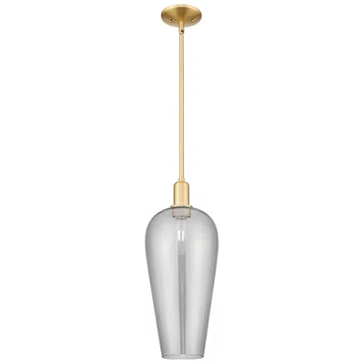 Innovations Lighting Chelsea 8"w Satin Gold Stem Hung Mini Pendant With Light Smoke Shade