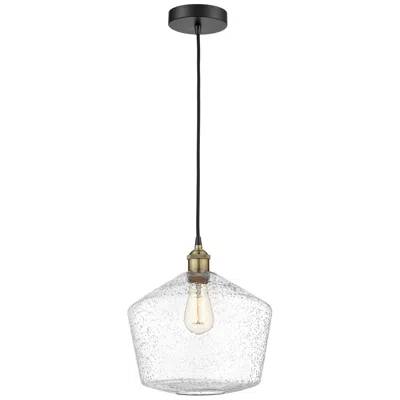 Innovations Lighting Cindyrella 12" Wide Black Brass Corded Mini Pendant W/ Seedy Shade