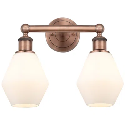 Innovations Lighting Cindyrella 15"w 2 Light Antique Copper Bath Light With Cased White Sha