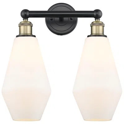 Innovations Lighting Cindyrella 16"w 2 Light Black Brass Bath Light With Cased White Shade