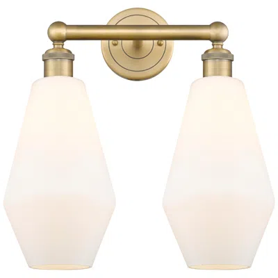 Innovations Lighting Cindyrella 16"w 2 Light Brushed Brass Bath Light With Cased White Shad In Gold