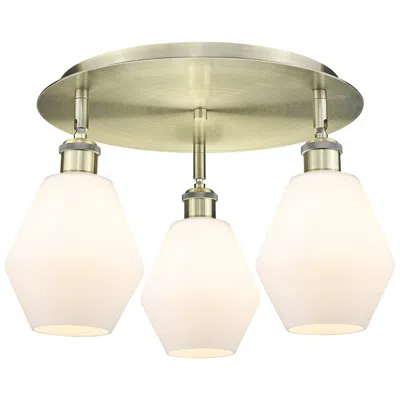 Innovations Lighting Cindyrella 17.75"w 3 Light Antique Brass Flush Mount W/ Cased White Sh