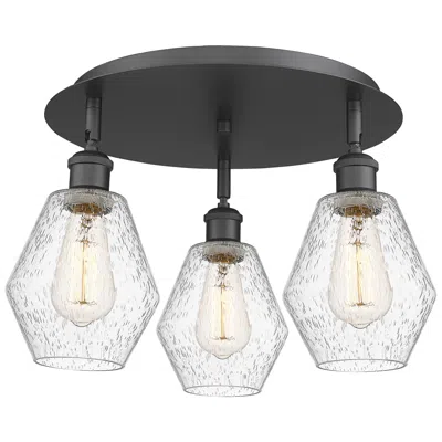Innovations Lighting Cindyrella 17.75"w 3 Light Matte Black Flush Mount With Seedy Glass Sh